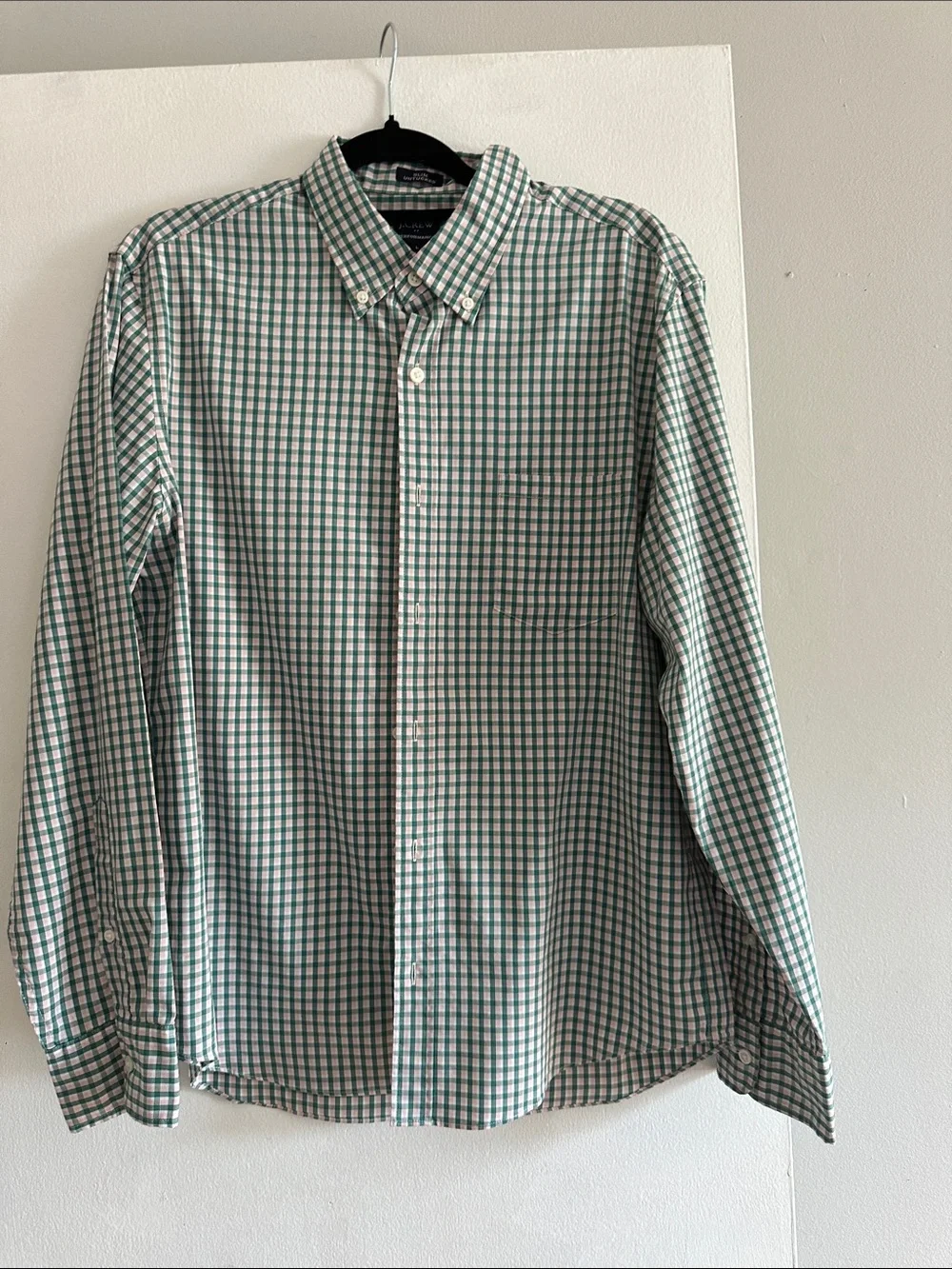 J. Crew Green and White Check Button-Down Shirt